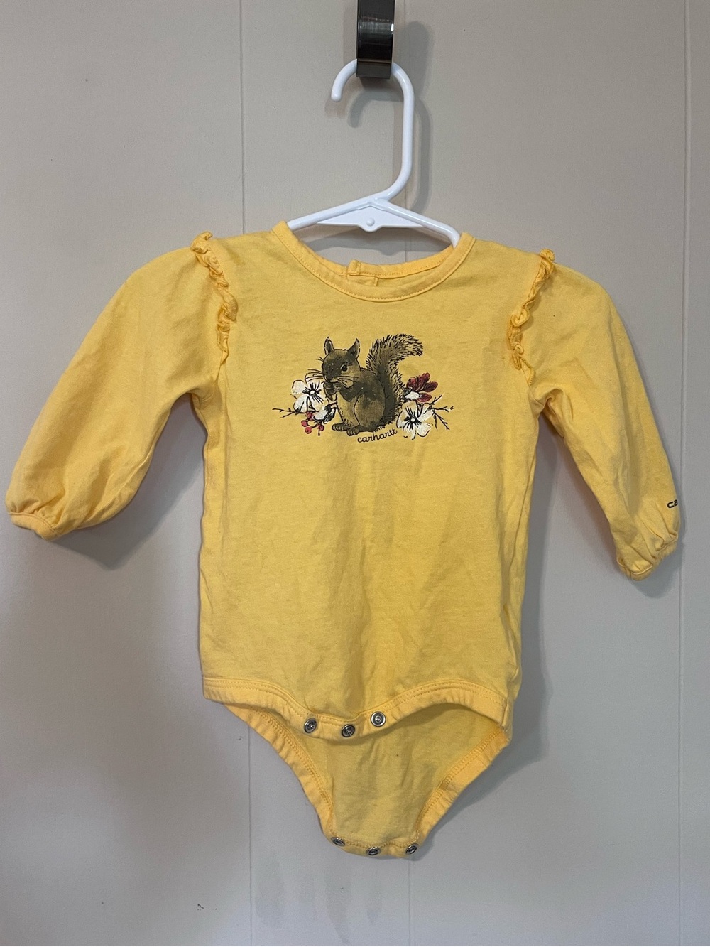 Carhartt Yellow Squirrel Floral Long-Sleeve One-Piece